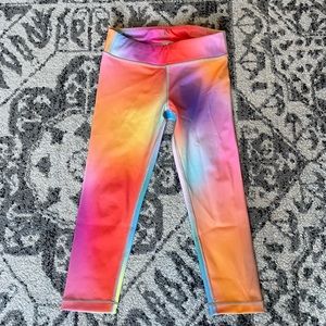 Athleta girl chit chat capri legging rainbow ombré size small 7